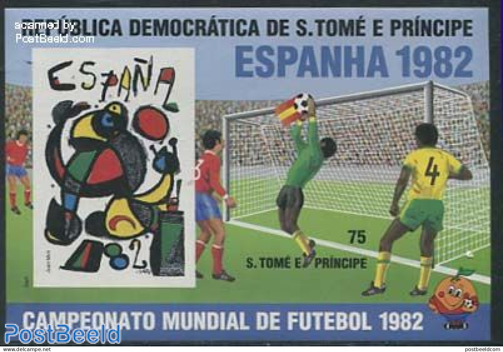Sao Tome/Principe 1982 World Cup Football S/s Imperforated, Mint NH, Sport - Football - São Tomé Und Príncipe