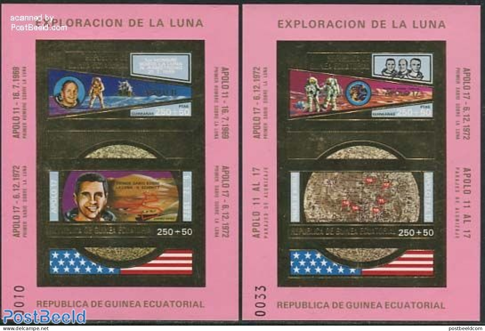 Equatorial Guinea 1973 Moon Exploration 2 S/s Imperforated, Mint NH, Transport - Space Exploration - Equatorial Guinea