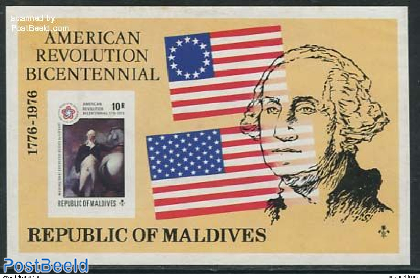 Maldives 1976 US Independence S/s Imperforated, Mint NH, History - American Presidents - US Bicentenary - Maldives (1965-...)