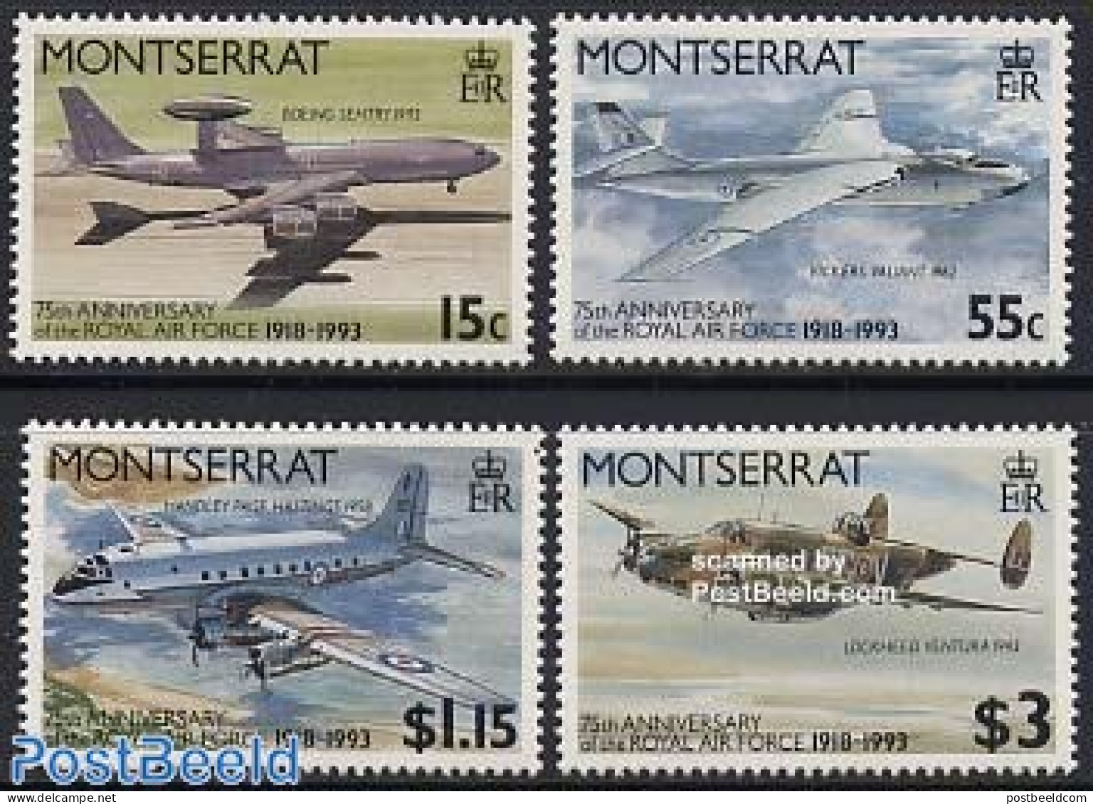 Montserrat 1993 75 Years RAF 4v, Mint NH, Transport - Aircraft & Aviation - Aviones