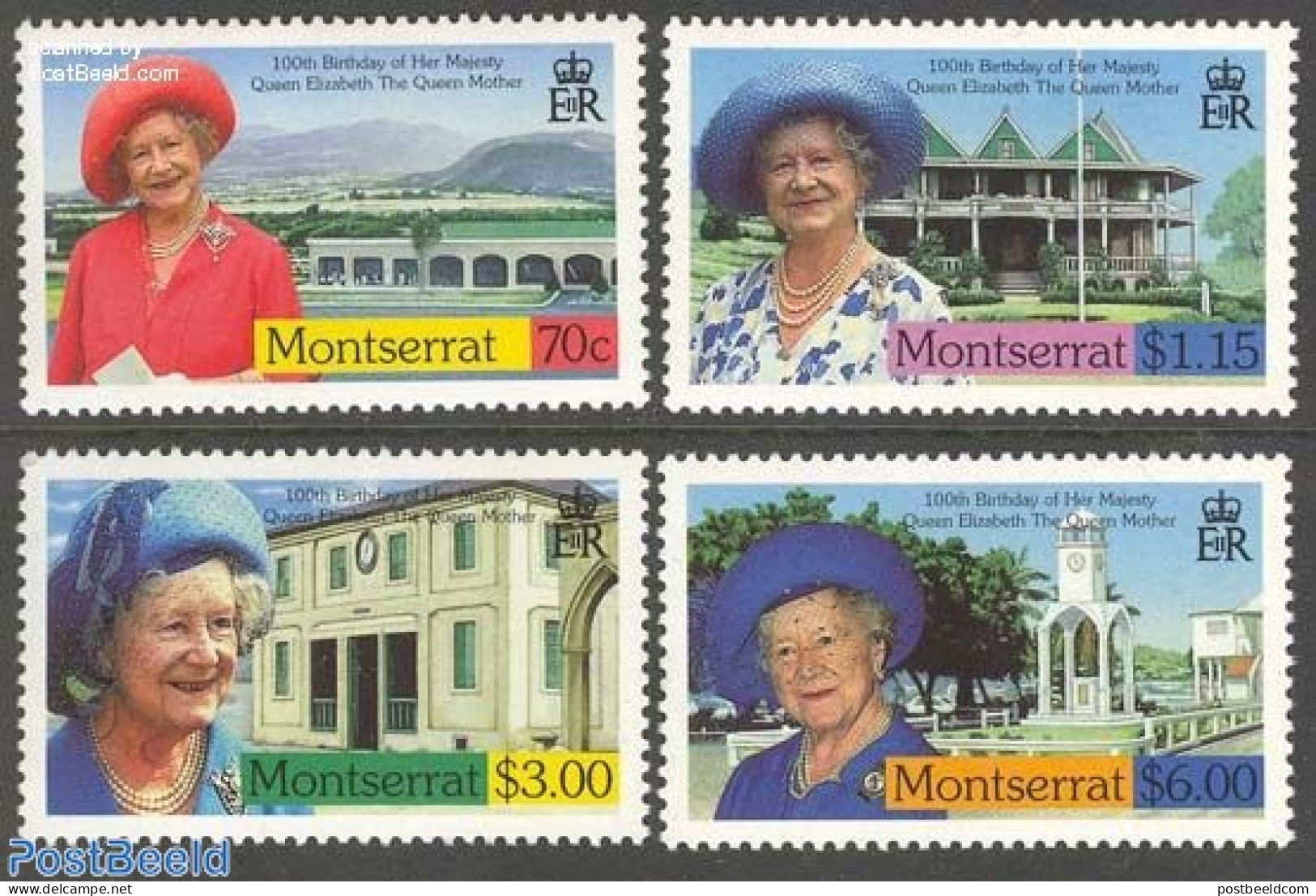 Montserrat 2000 Queen Mother 4v, Mint NH, History - Kings & Queens (Royalty) - Familles Royales