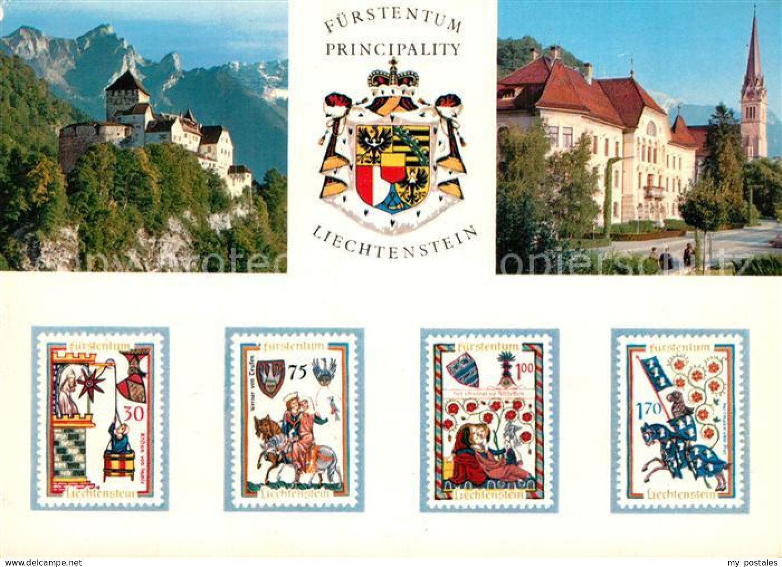 73589369 Vaduz Schloss Motiv Mit Kirche Staatswappen Briefmarken Vaduz - Liechtenstein