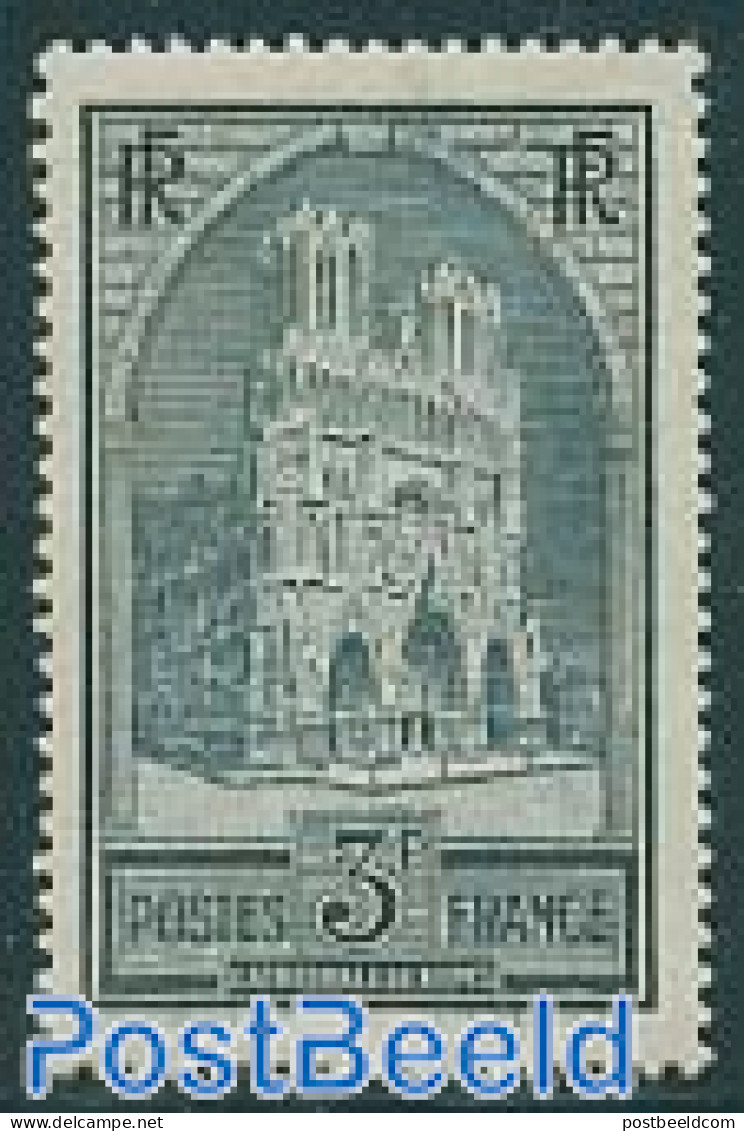 France 1930 Reims Cathedral 1v, Type I, Mint NH, Religion - Churches, Temples, Mosques, Synagogues - Ongebruikt