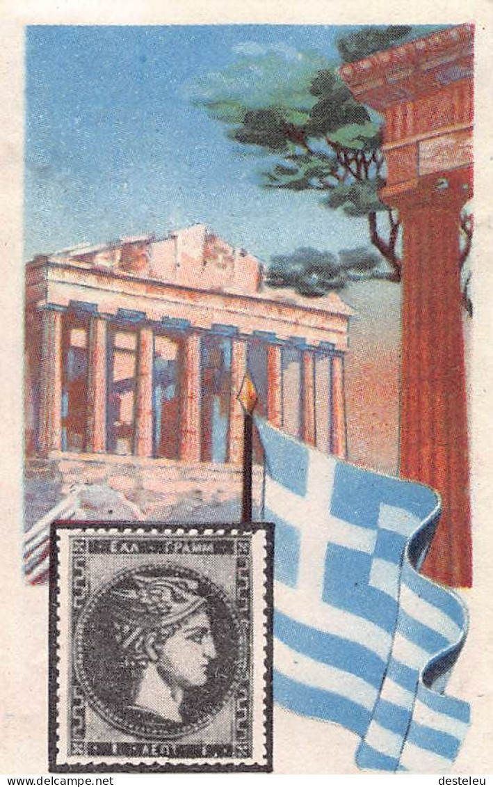 Cacao Et Chocolat - La Poste Internationale - Flag And Stamp Chromo Kwatta - Greece - Altri & Non Classificati