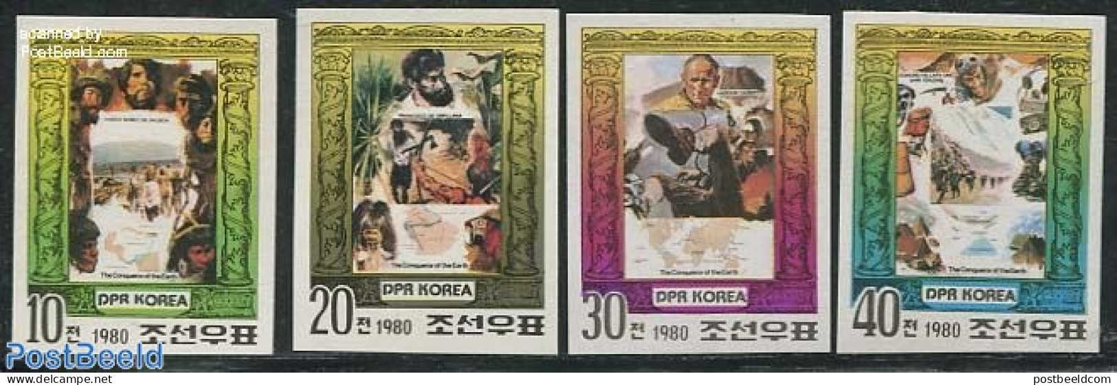 Korea, North 1980 Explorers 4v Imperforated, Mint NH, History - Korea (Nord-)