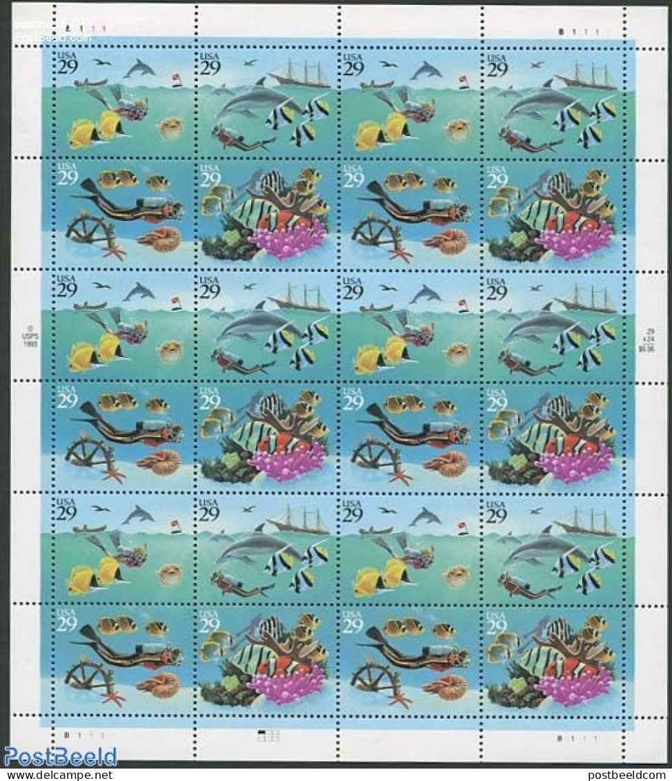 United States Of America 1994 Marine Life M/s (with 6 Sets), Mint NH, Nature - Sport - Transport - Fish - Sea Mammals .. - Ungebraucht