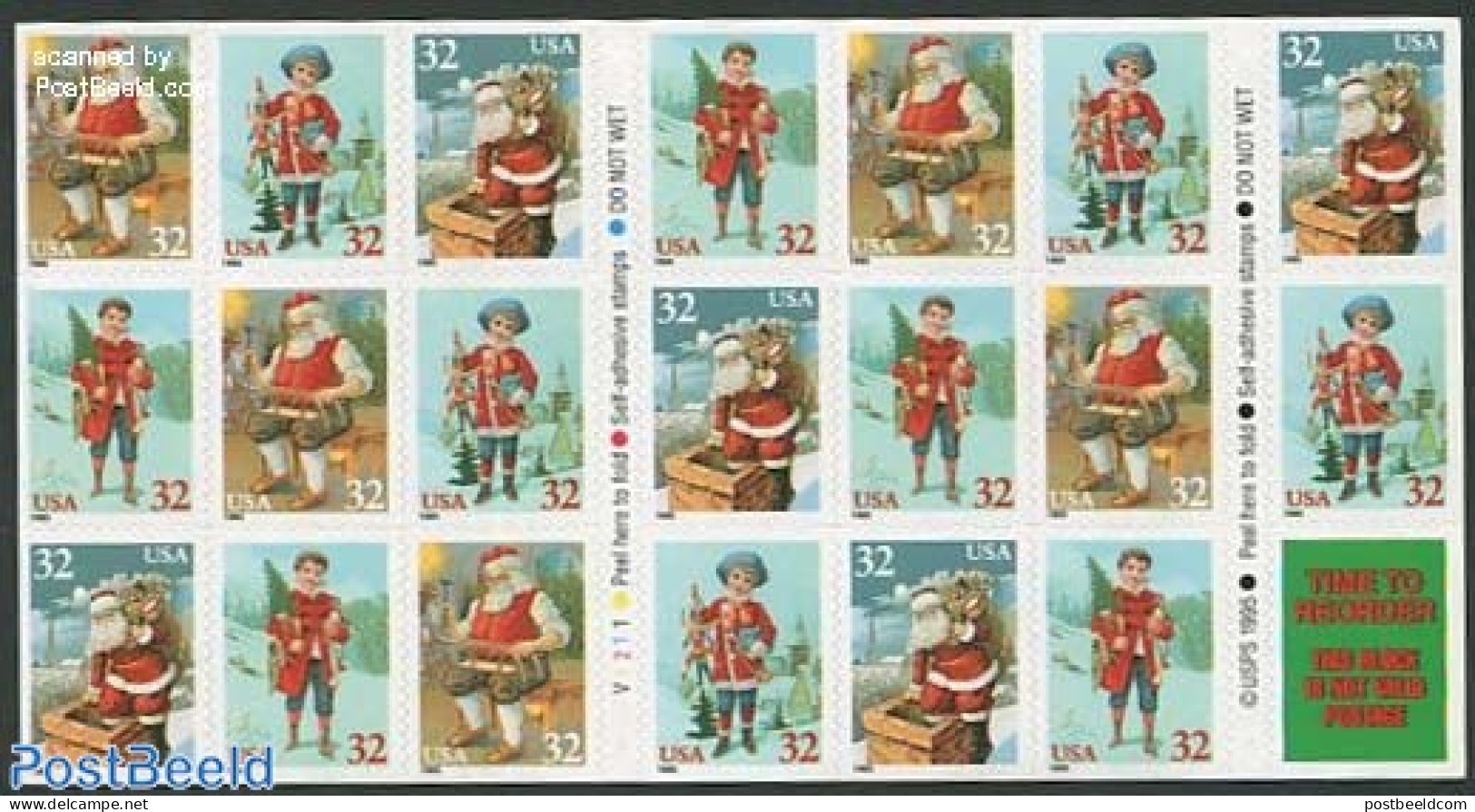 United States Of America 1995 Christmas Foil Booklet, Mint NH, Religion - Christmas - Stamp Booklets - Nuevos