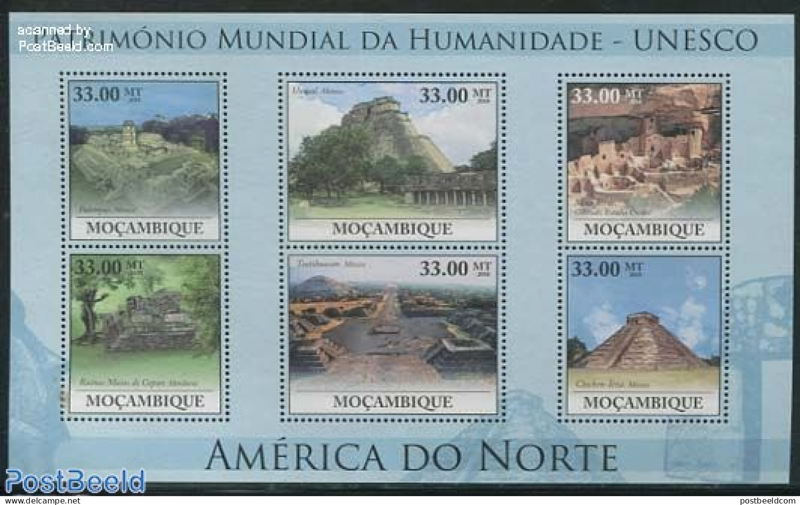 Mozambique 2010 World Heritage, Mexico 6v M/s, Mint NH, History - World Heritage - Mozambique