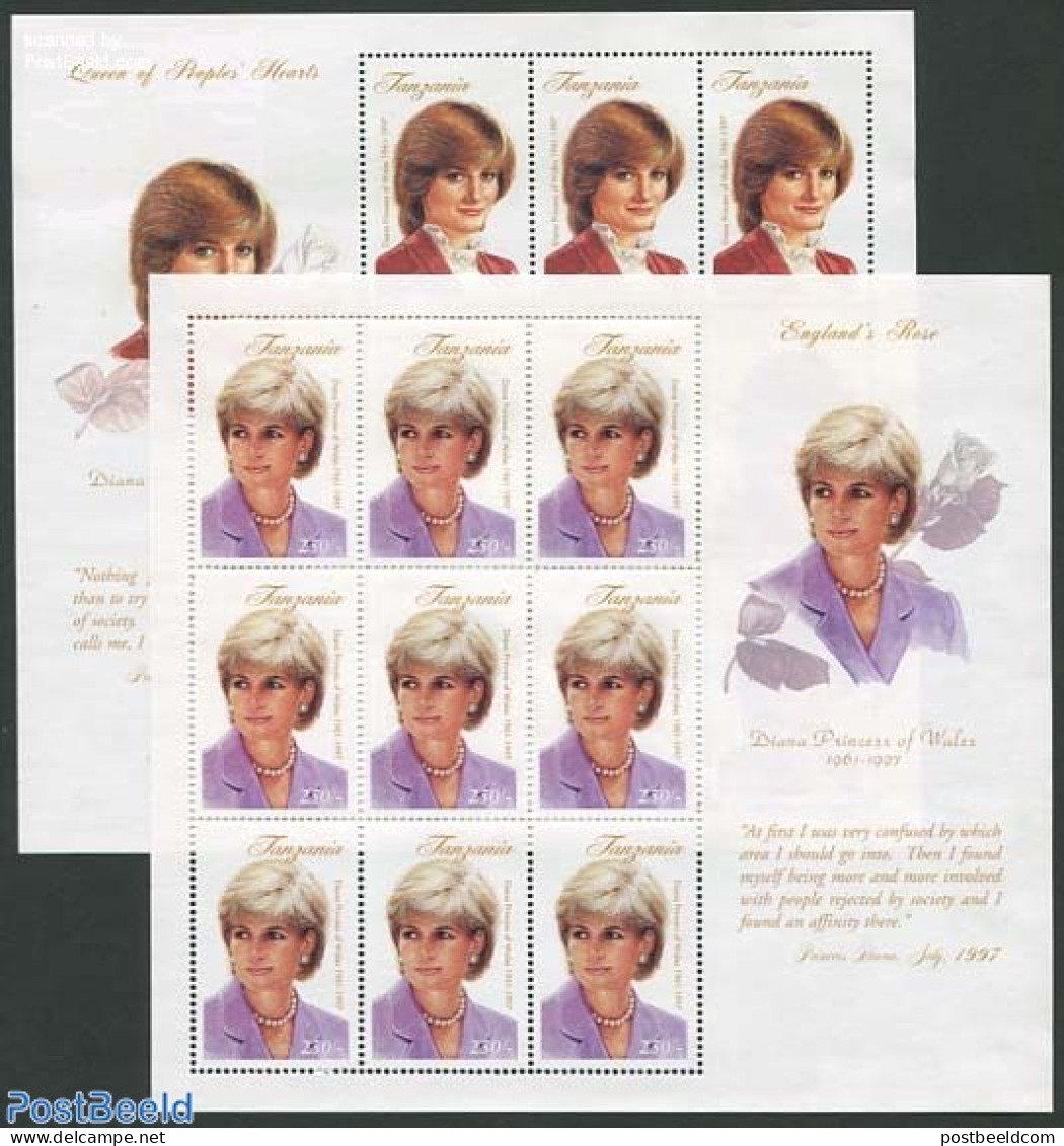 Tanzania 1998 Death Of Diana 2 M/s, Mint NH, History - Charles & Diana - Kings & Queens (Royalty) - Familles Royales