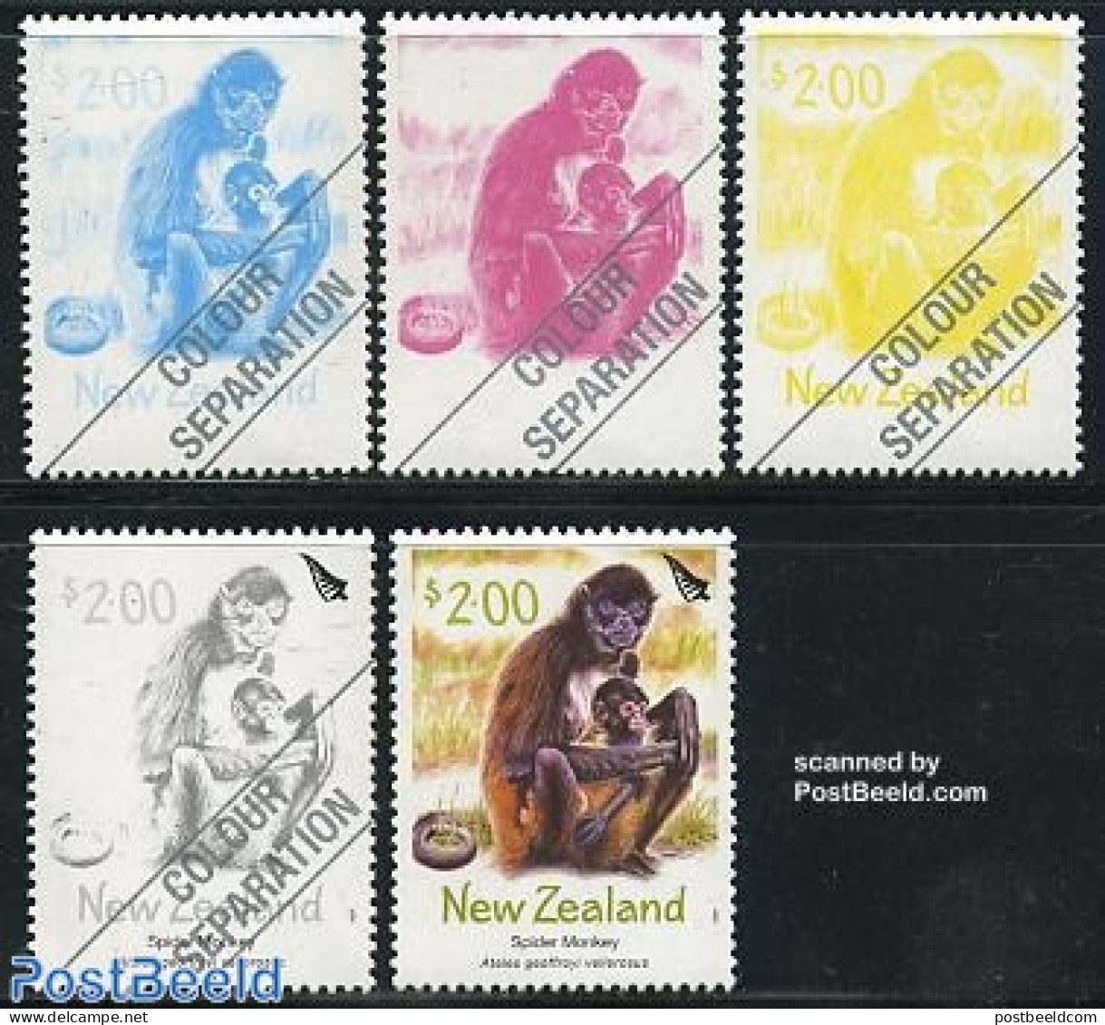 New Zealand 2004 Zoo Animal Colour Separation 4v+final Stamp, Mint NH, Nature - Animals (others & Mixed) - Monkeys - Unused Stamps