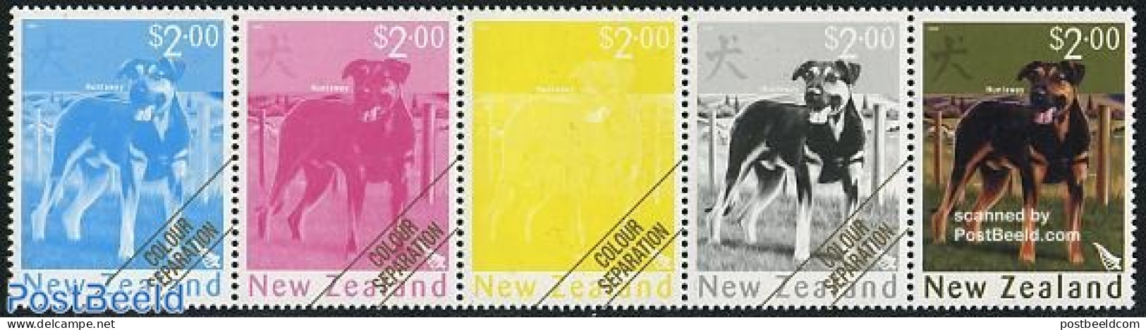 New Zealand 2006 Year Of The Dog Colour Separation 5v [::::], Mint NH, Nature - Various - Dogs - New Year - Neufs