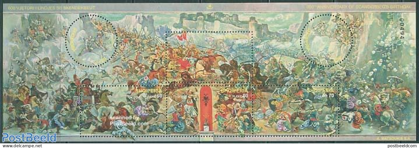 Albania 2005 Scanderbeg S/s, Mint NH, History - Nature - Various - Militarism - Horses - Round-shaped Stamps - Militares