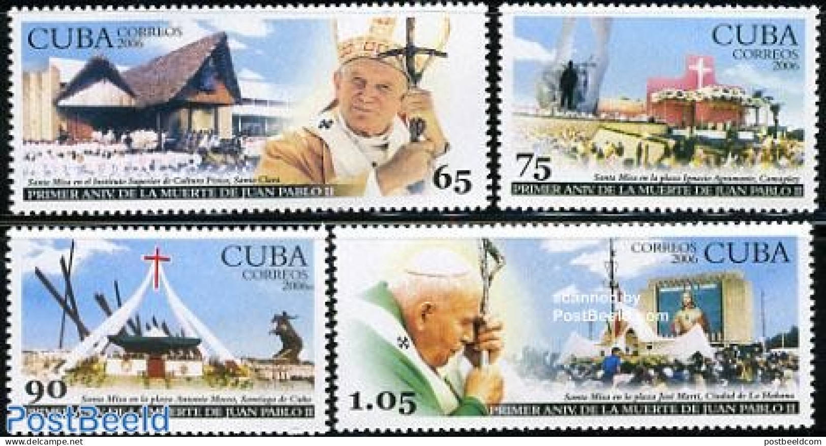 Cuba 2006 Pope John Paul II Death Anniversary 4v, Mint NH, Religion - Pope - Religion - Neufs