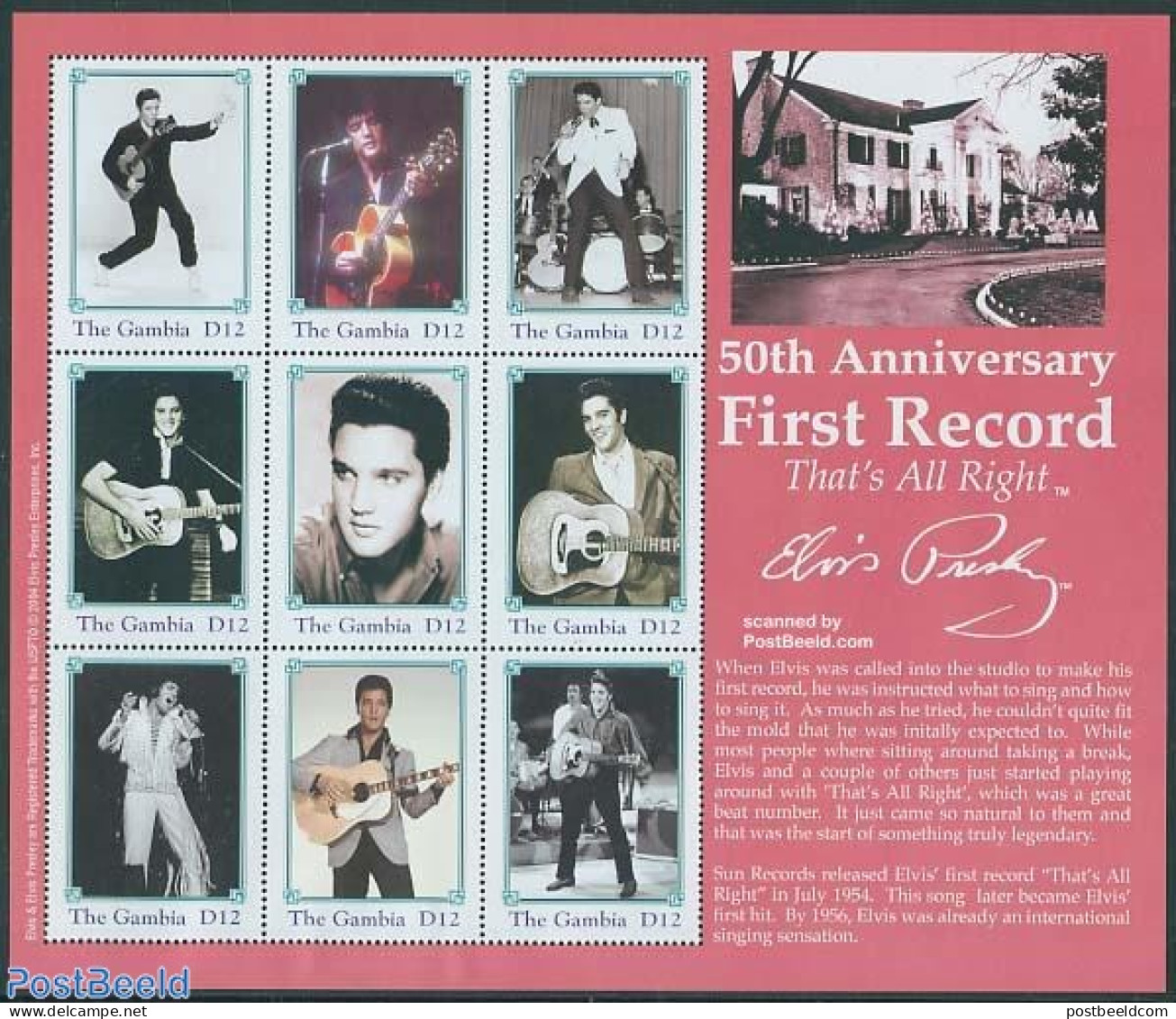 Gambia 2004 Elvis Presley 9v M/s (red Border), Mint NH, Performance Art - Elvis Presley - Music - Popular Music - Elvis Presley