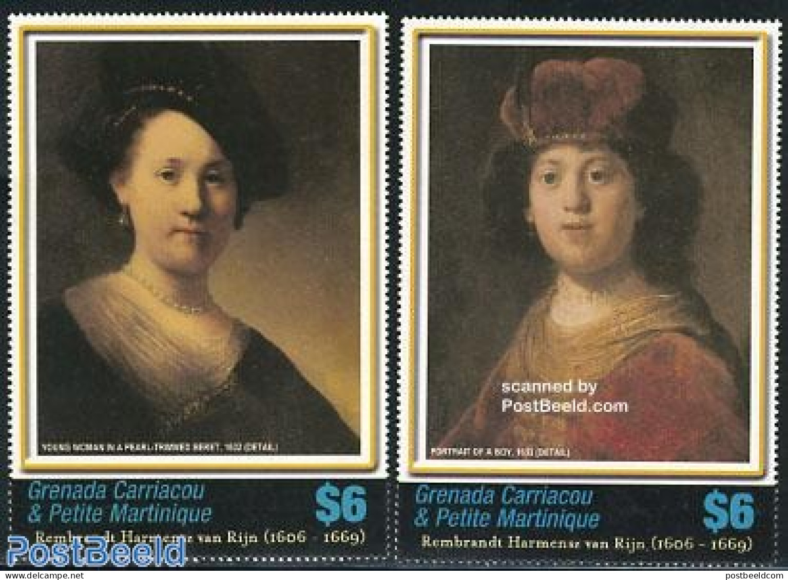 Grenada Grenadines 2006 Carriacou, Rembrandt 2v (large Stamps), Mint NH, Art - Paintings - Rembrandt - Grenada (1974-...)