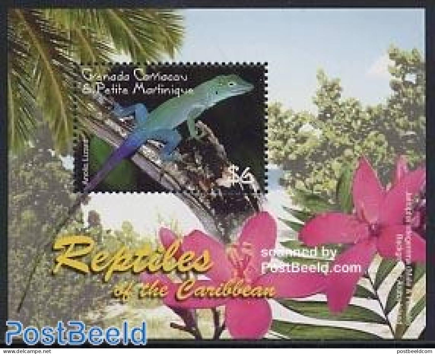 Grenada Grenadines 2005 Reptiles S/s, Anolis Lizard, Mint NH, Nature - Reptiles - Grenade (1974-...)