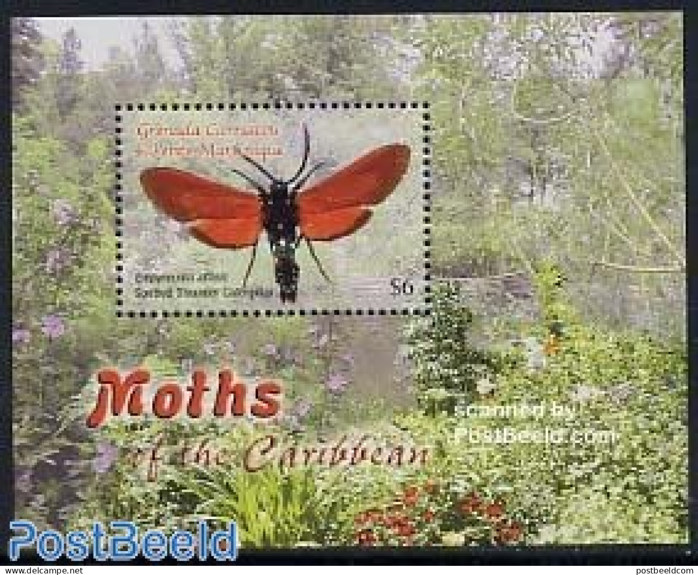 Grenada Grenadines 2005 Moth S/s, Spotted Oleander Caterpillar, Mint NH, Nature - Butterflies - Grenada (1974-...)