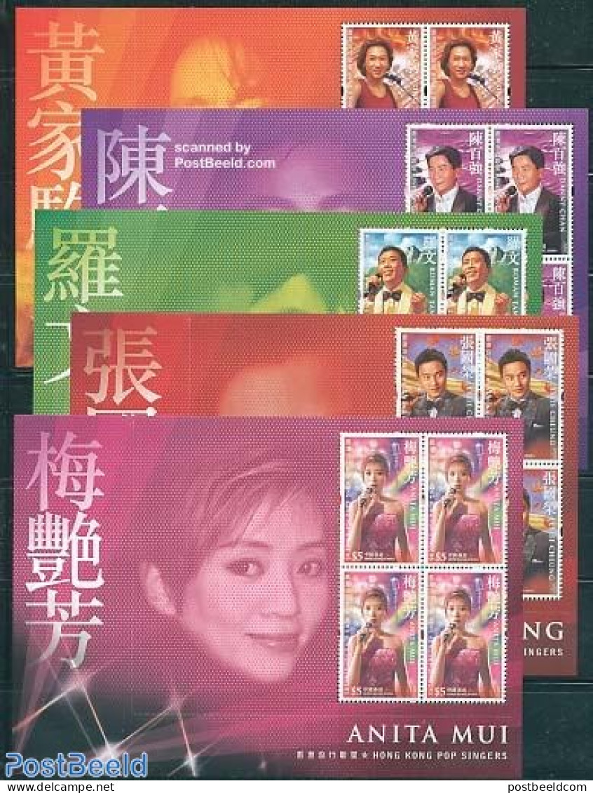 Hong Kong 2005 Pop Stars 4x5v In M/ss, Mint NH, Performance Art - Music - Popular Music - Unused Stamps