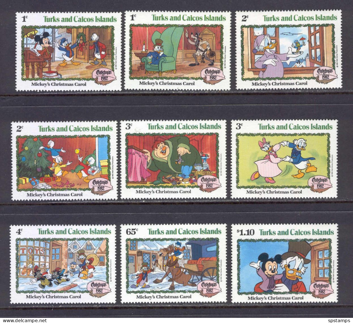 Disney Set Turks & Caicos Islands 1982 Christmas MNH - Disney