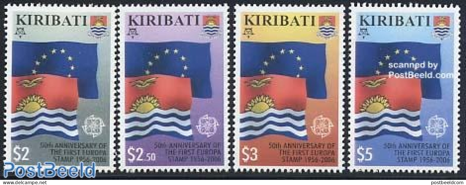 Kiribati 2006 50 Years Europa Stamps 4v, Mint NH, History - Europa Hang-on Issues - Flags - Europäischer Gedanke