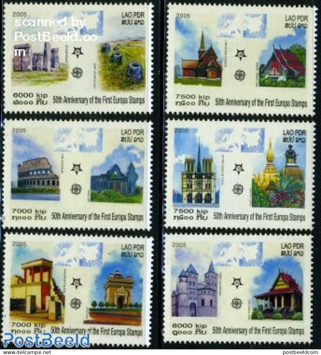 Laos 2006 50 Years Europa Stamps 6v, Mint NH, History - Europa Hang-on Issues - Idées Européennes