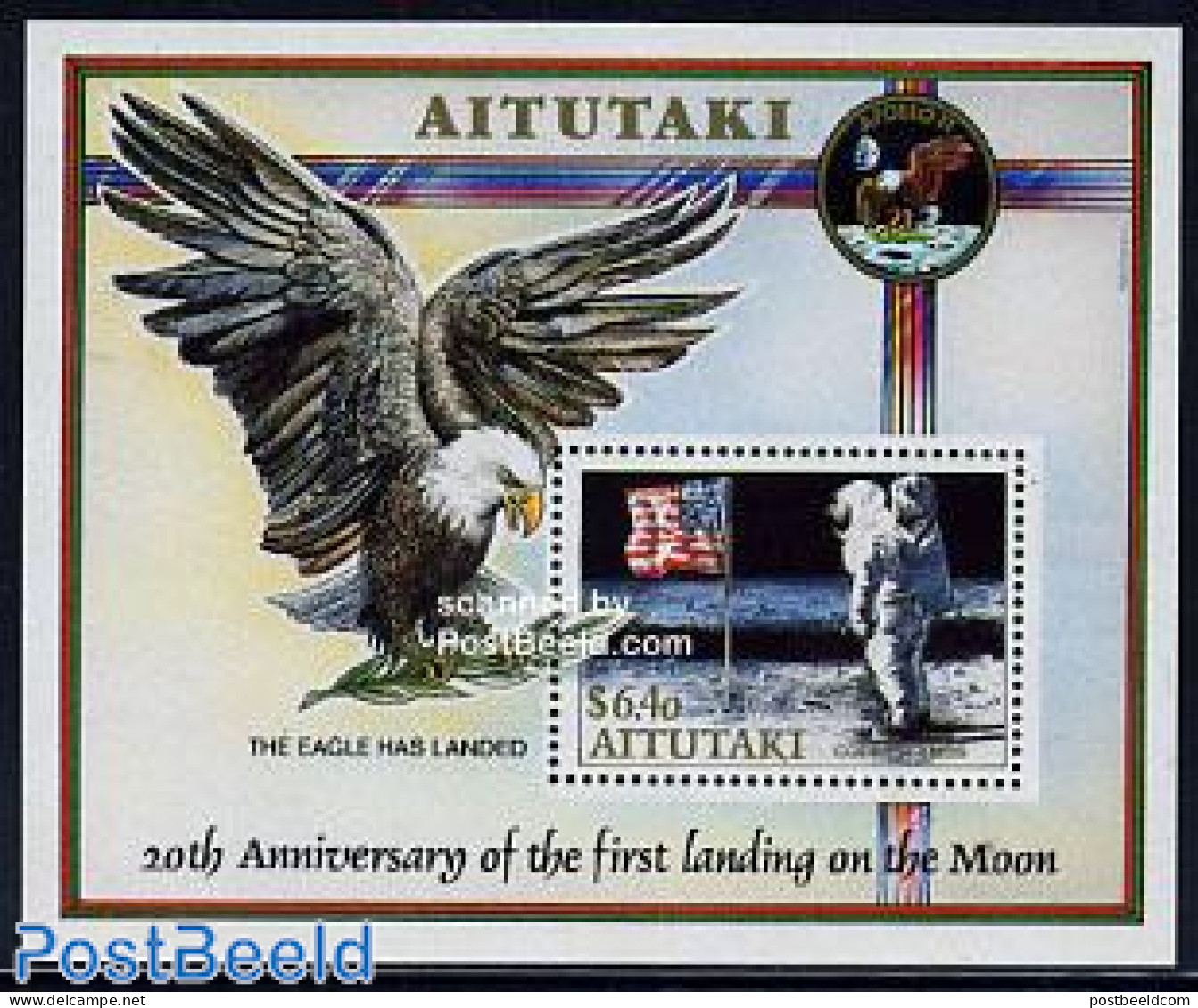Aitutaki 1989 Moonlanding Anniversary S/s, Mint NH, Transport - Space Exploration - Aitutaki