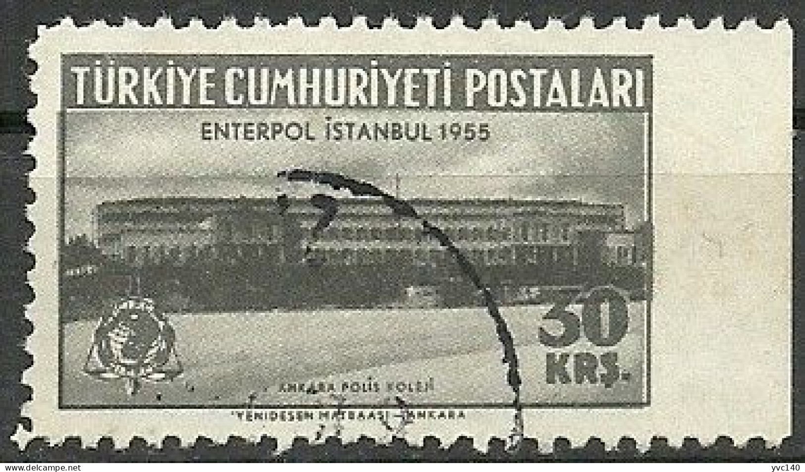 Turkey; 1955 General Assembly Of The International Criminal Police 30 K. ERROR "Imperf. Edge" - Gebruikt