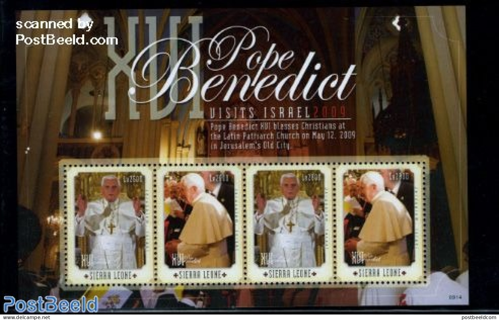 Sierra Leone 2009 Popes Visit To Israel S/s, Mint NH, Religion - Pope - Päpste
