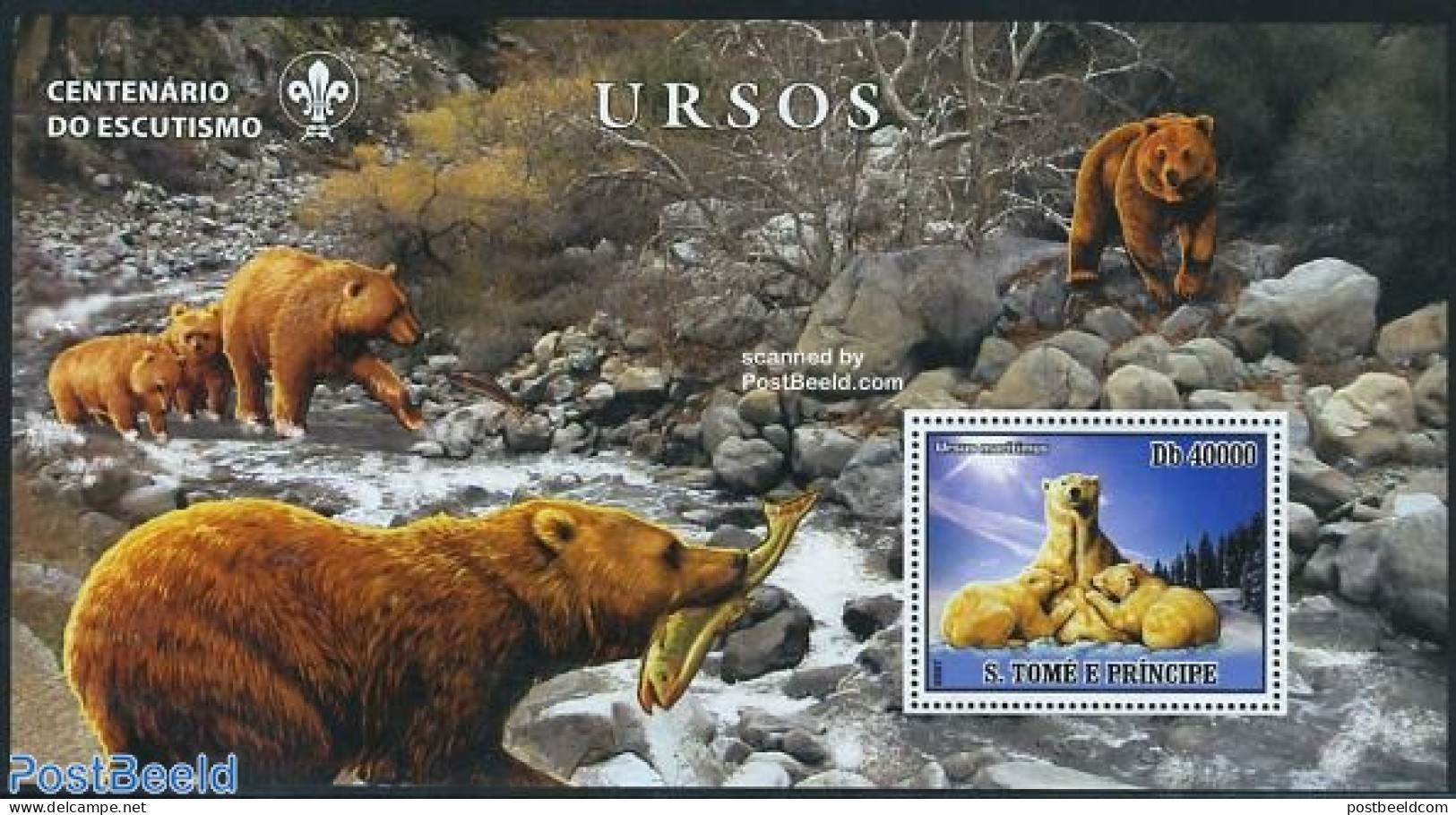 Sao Tome/Principe 2007 Bears S/s (scouting Sign On Border), Mint NH, Nature - Sport - Animals (others & Mixed) - Bears.. - São Tomé Und Príncipe