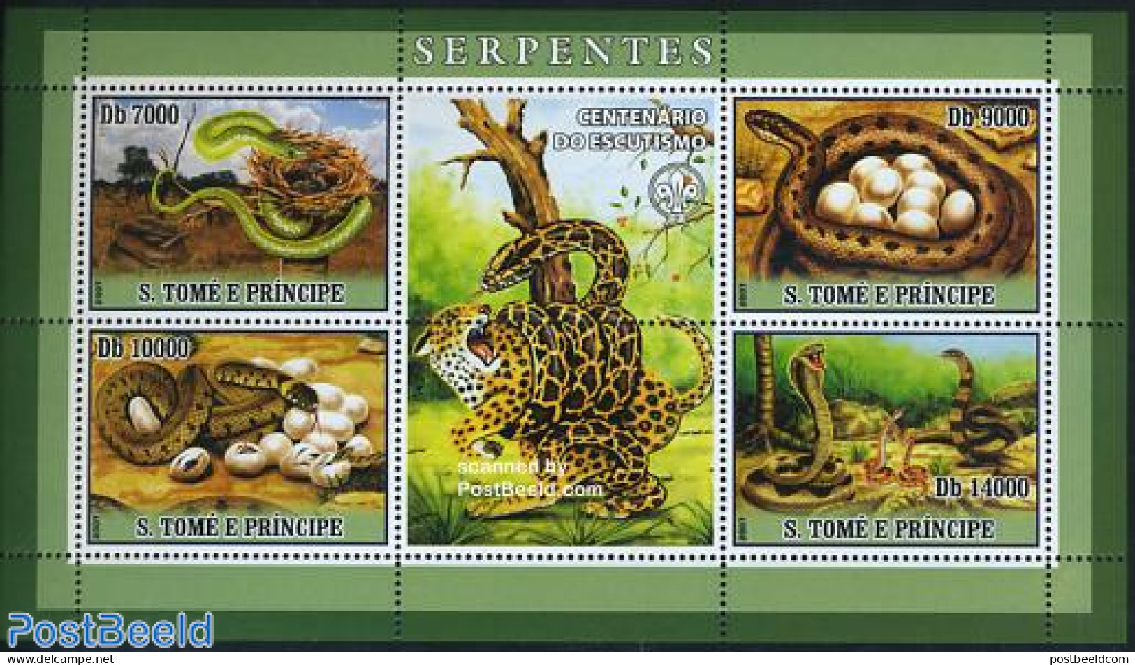 Sao Tome/Principe 2007 Snakes 4v M/s, Mint NH, Nature - Cat Family - Reptiles - Snakes - Sao Tome And Principe