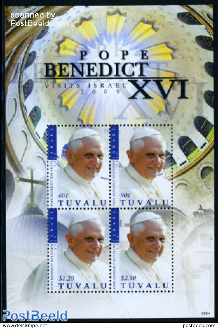 Tuvalu 2009 Pope Benedict XVI 4v M/s, Mint NH, Religion - Pope - Religion - Papi