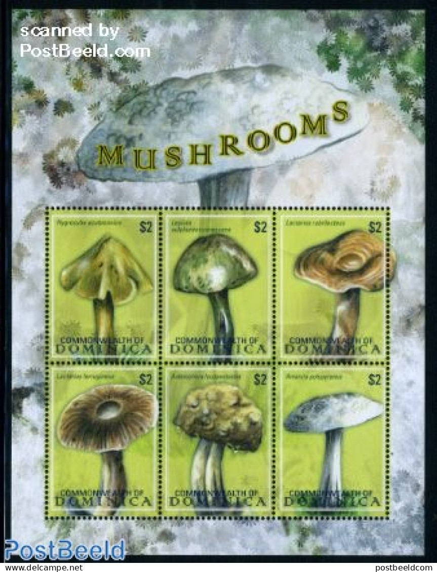 Dominica 2009 Mushrooms 6v M/s, Mint NH, Nature - Mushrooms - Champignons