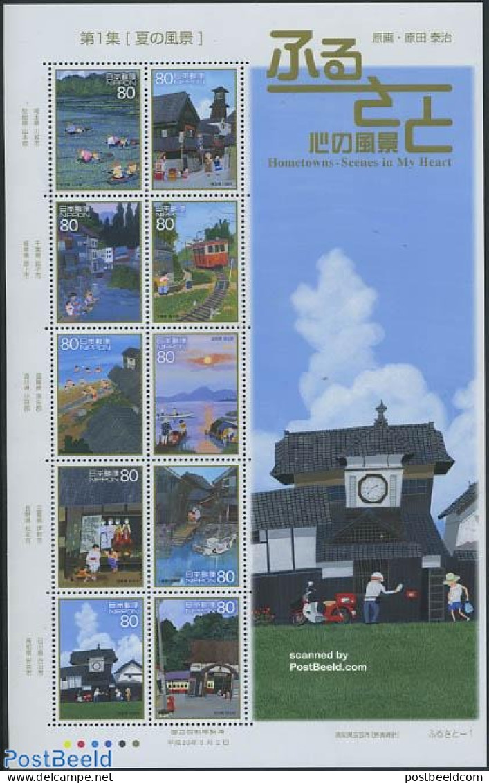 Japan 2008 Seasonal Impression Part I 10v M/s, Mint NH, Nature - Transport - Fishing - Motorcycles - Railways - Ships .. - Unused Stamps