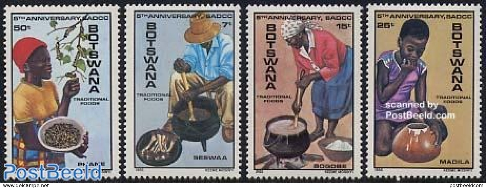 Botswana 1985 Tradional Food 4v, Mint NH, Health - Food & Drink - Food