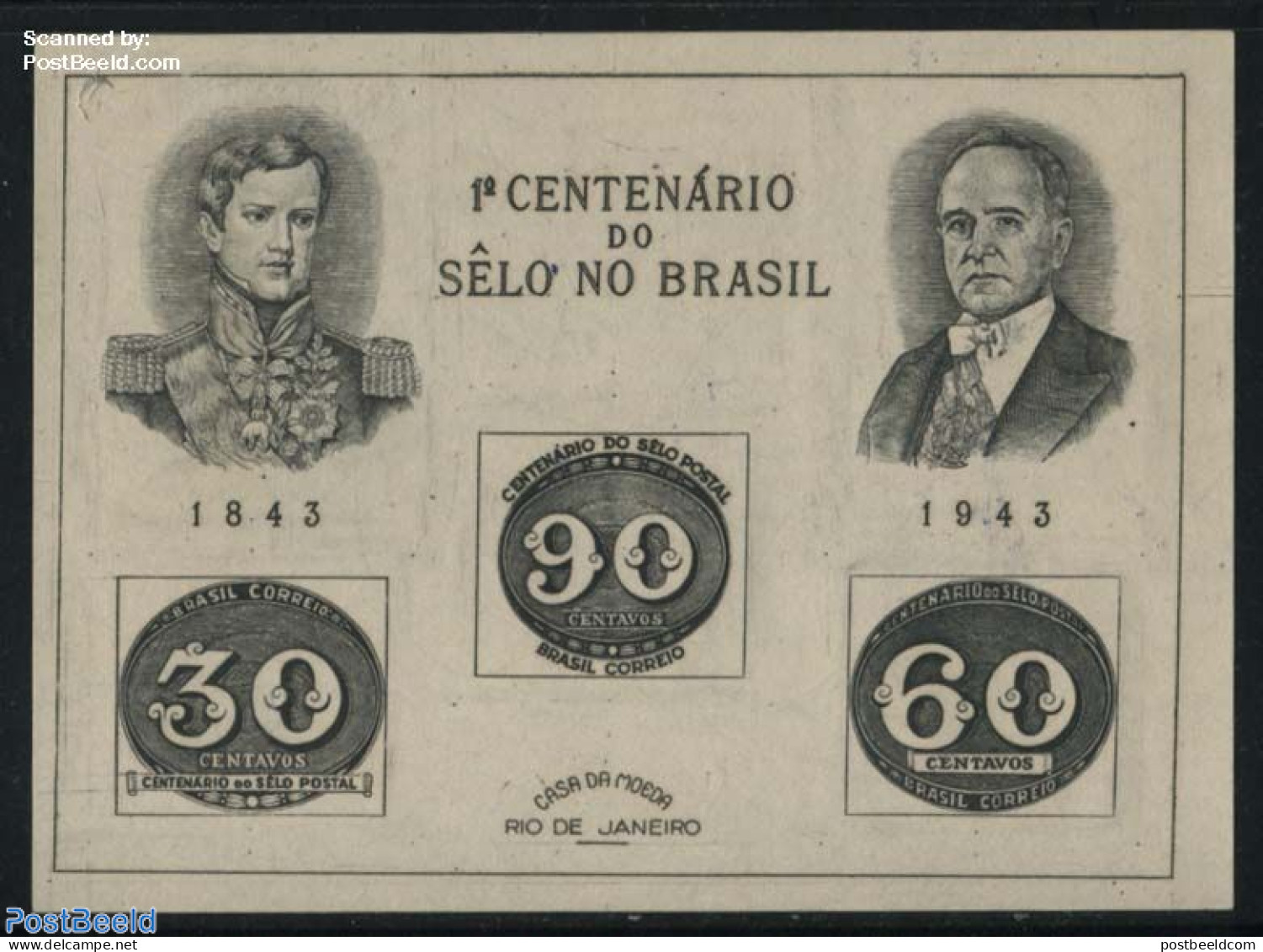 Brazil 1943 Stamp Centenary S/s, Mint NH, 100 Years Stamps - Stamps On Stamps - Ungebraucht