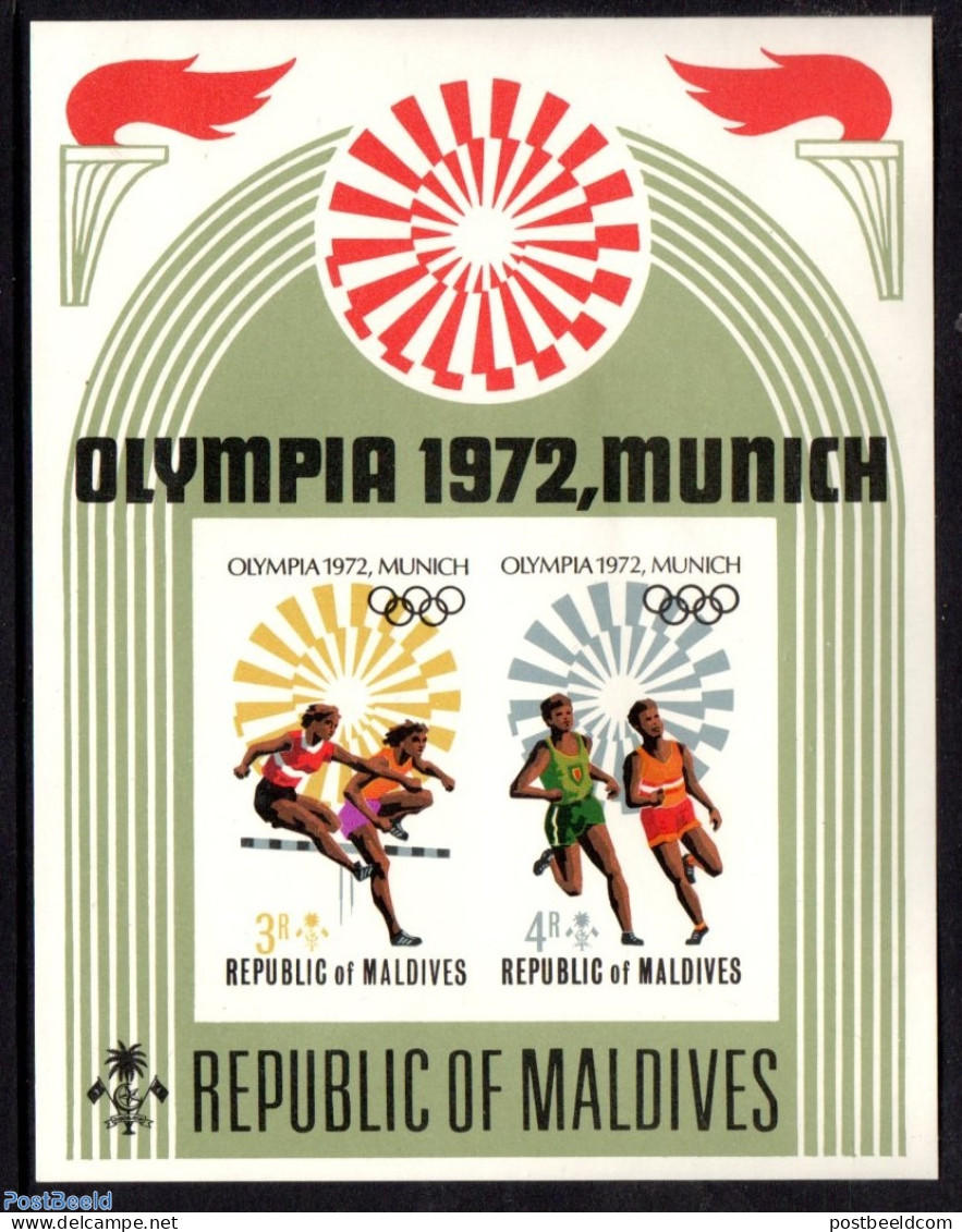 Maldives 1972 Olympic Games S/s Imperforated, Mint NH, Sport - Athletics - Olympic Games - Sport (other And Mixed) - Athlétisme