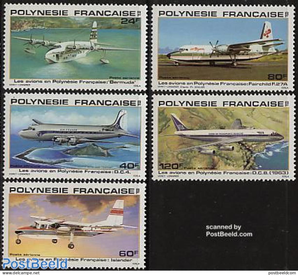 French Polynesia 1979 Aeroplanes 5v, Mint NH, Transport - Aircraft & Aviation - Unused Stamps