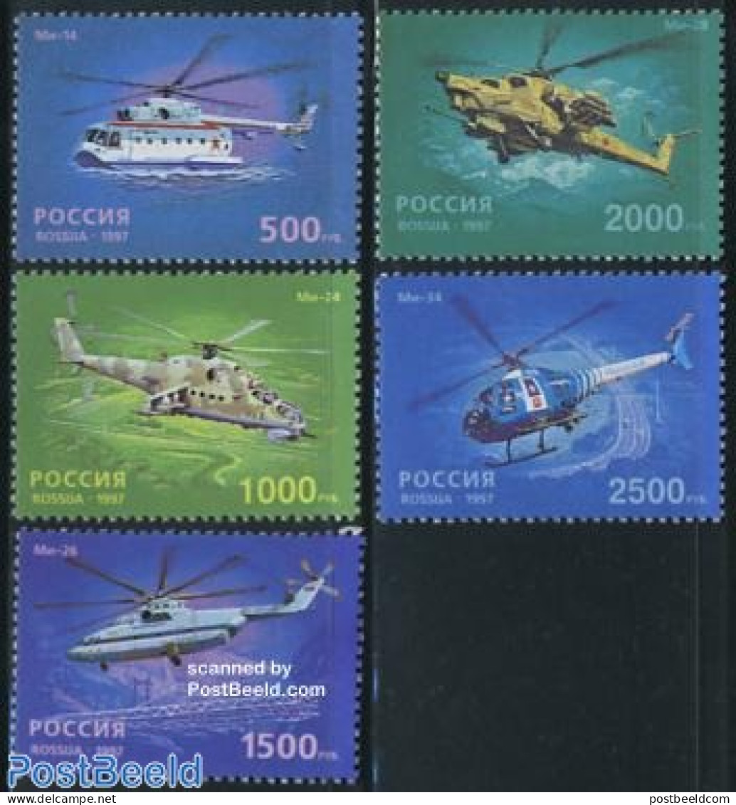 Russia 1997 Helicopters 5v, Mint NH, Transport - Helicopters - Hubschrauber