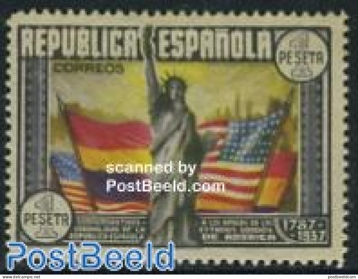 Spain 1938 US Constitution 1v, Mint NH, History - Flags - Art - Sculpture - Ongebruikt