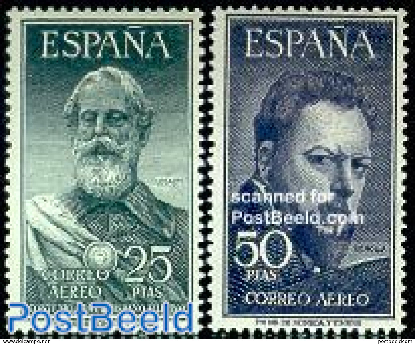 Spain 1953 Airmail Definitives 2v, Unused (hinged), History - Explorers - Art - Self Portraits - Ongebruikt