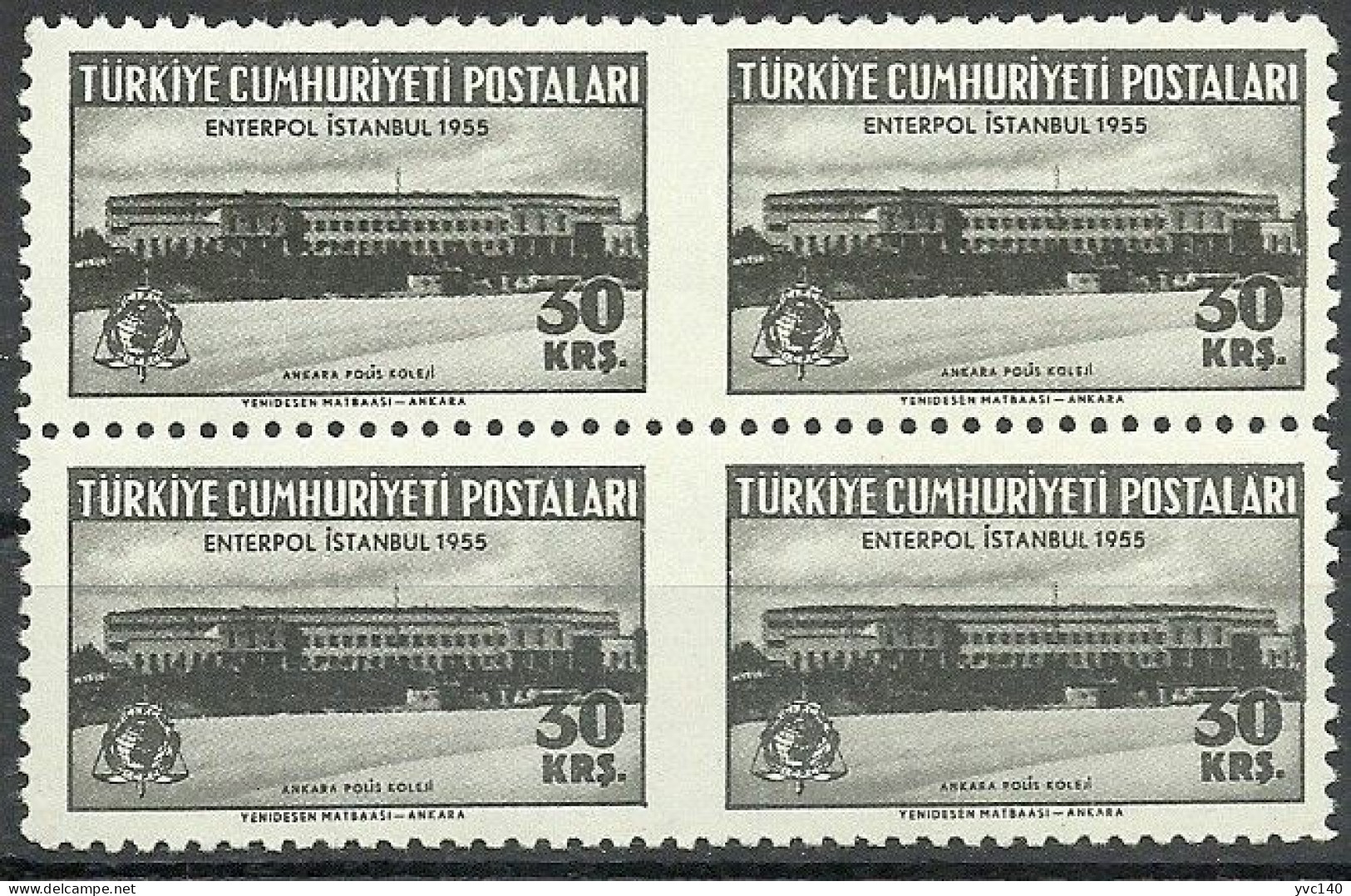 Turkey; 1955 General Assembly Of The International Criminal Police 30 K. ERROR "Partially Imperf." - Ongebruikt