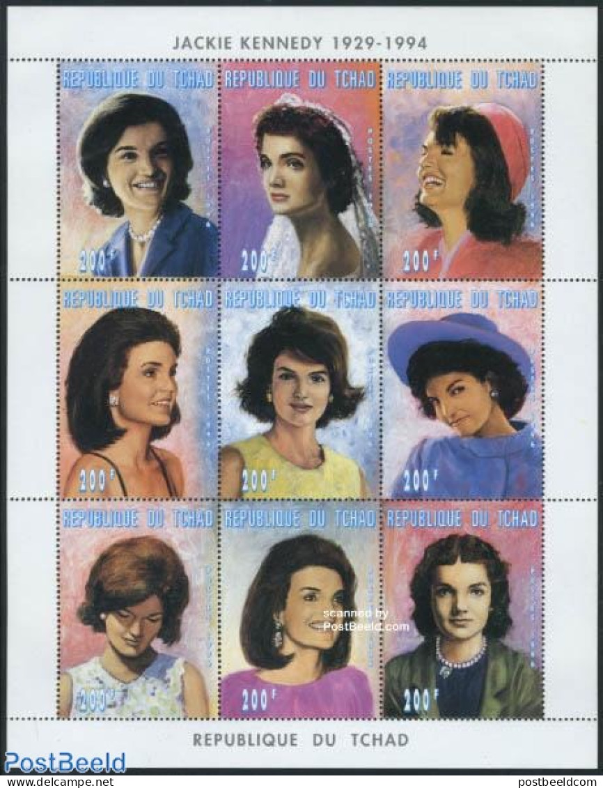 Chad 1996 Jacqueline Kennedy-Onassis 9v M/s, Mint NH, History - American Presidents - Women - Other & Unclassified