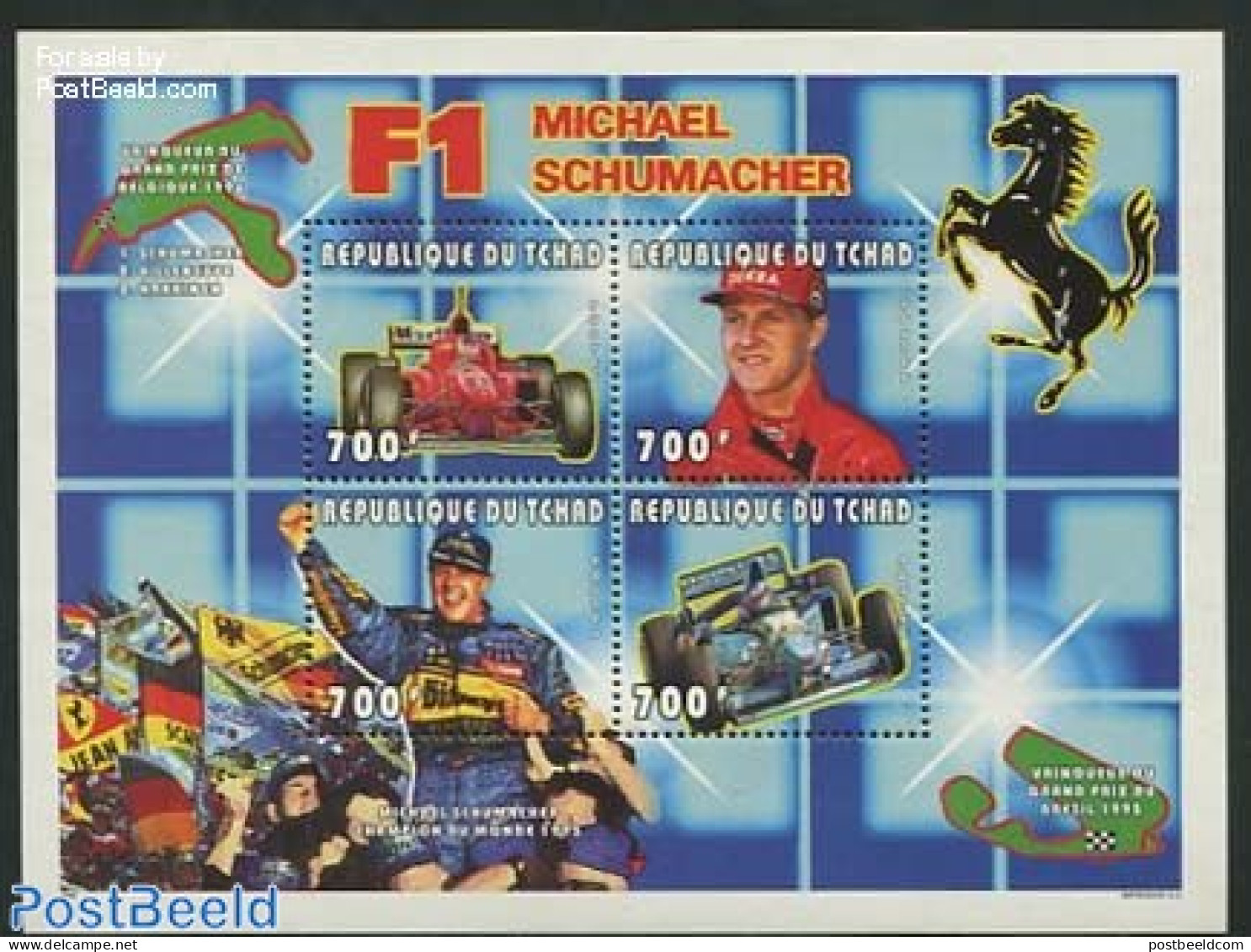 Chad 1996 M. Schumacher 4v M/s, Mint NH, Sport - Transport - Autosports - Sport (other And Mixed) - Automobiles - Other & Unclassified