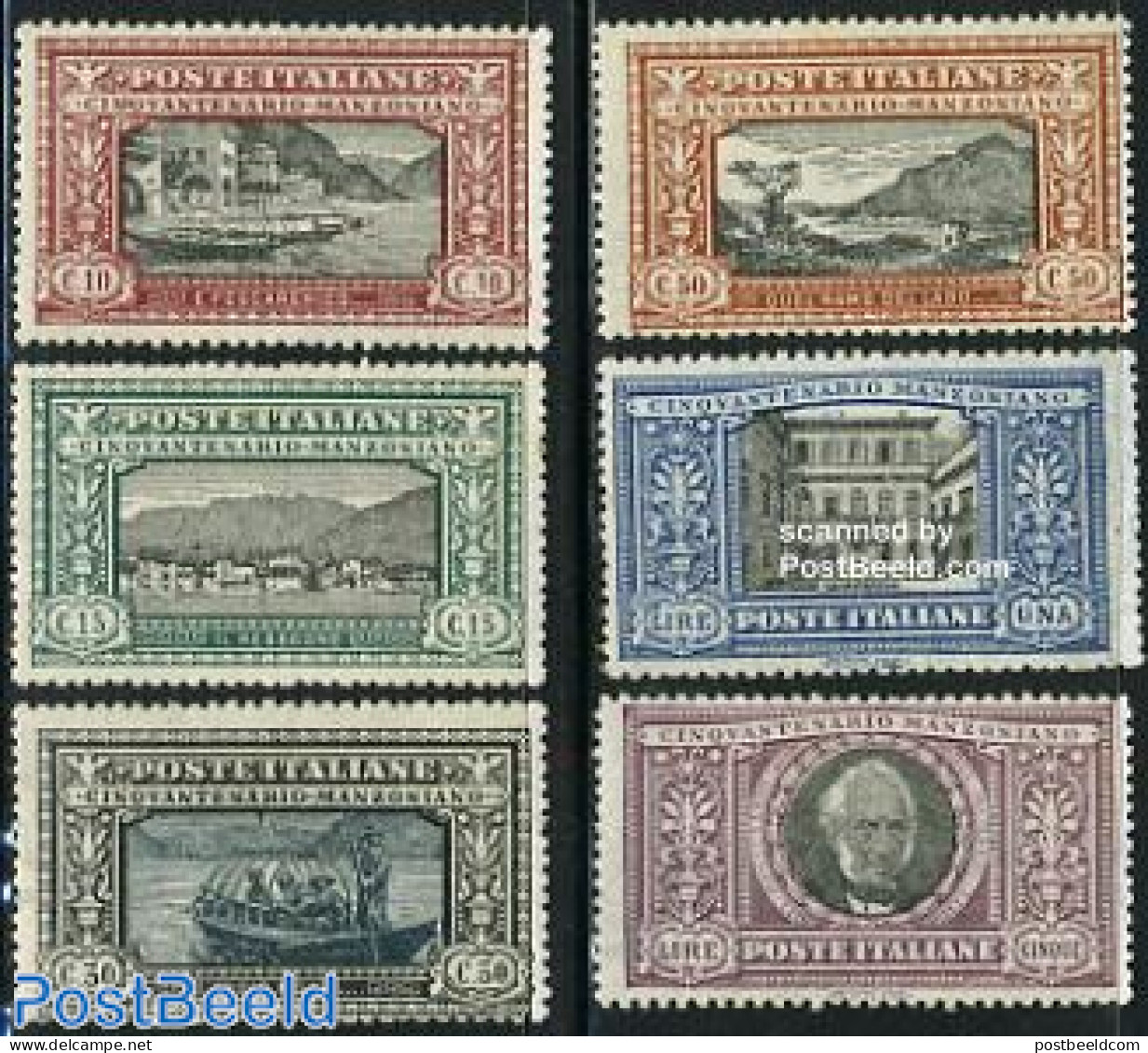 Italy 1923 A. Manzoni 6v, Mint NH, Transport - Ships And Boats - Art - Authors - Andere & Zonder Classificatie