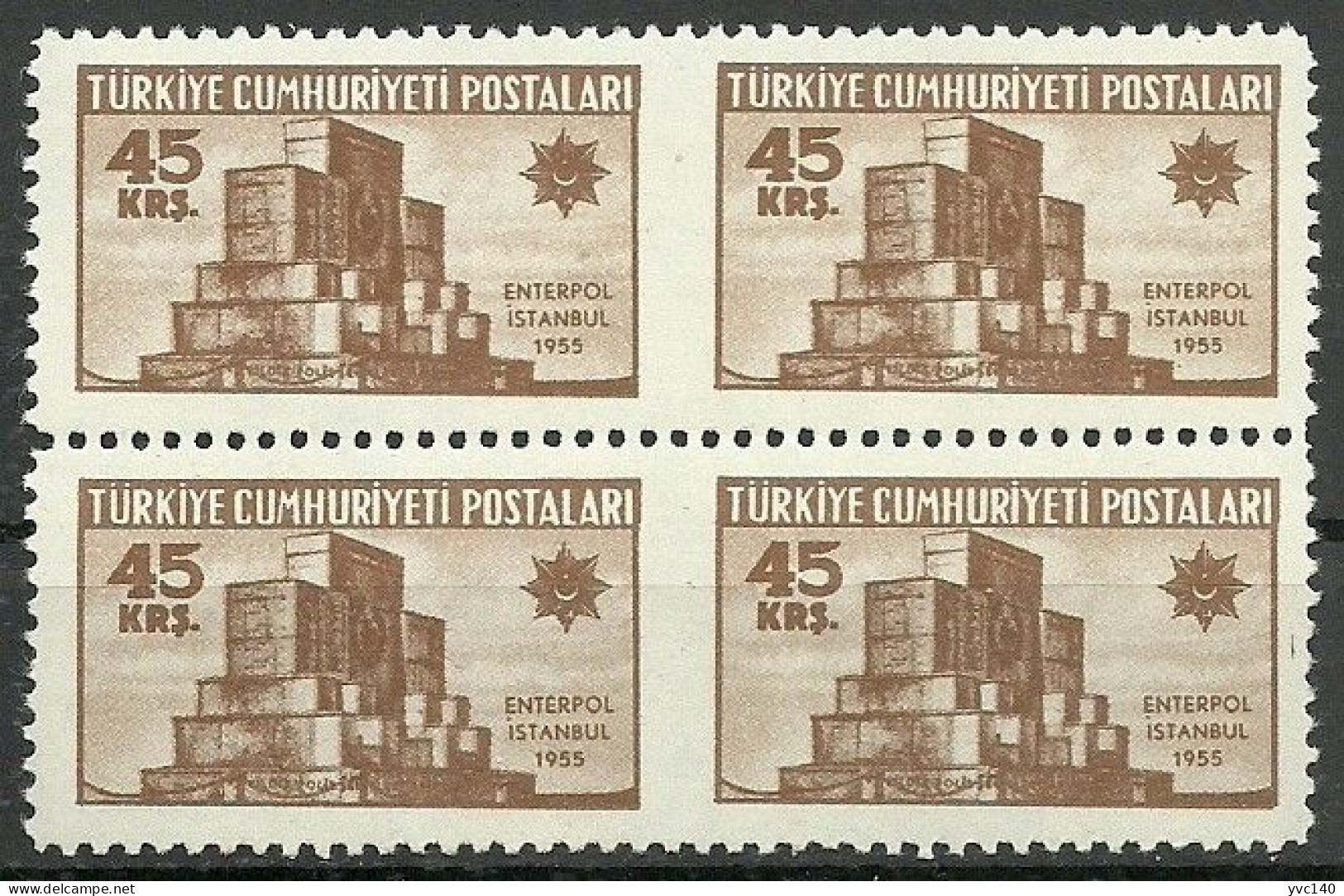 Turkey; 1955 General Assembly Of The International Criminal Police 45 K. ERROR "Partially Imperf." - Unused Stamps