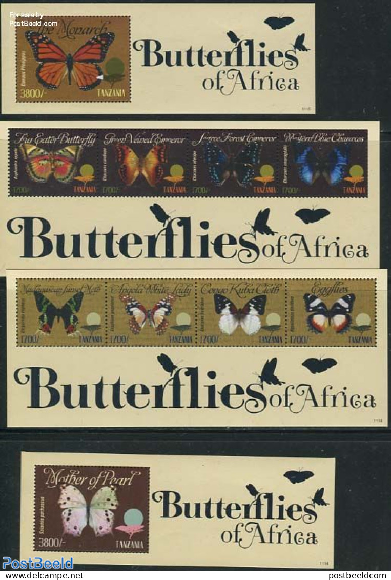 Tanzania 2011 Butterflies 4 S/s, Mint NH, Nature - Butterflies - Tanzanie (1964-...)