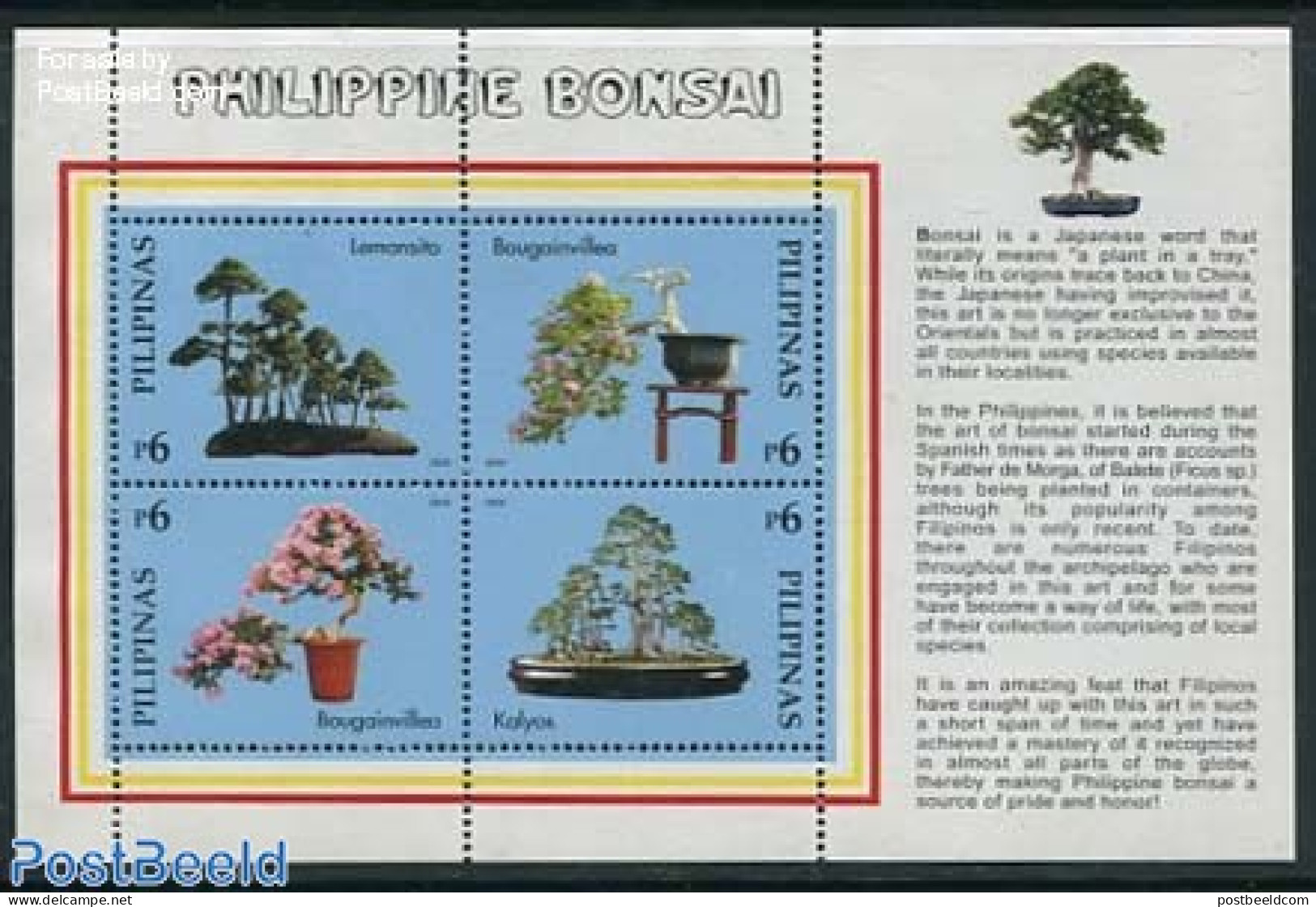 Philippines 2004 Bonsai 4v M/s, Mint NH, Nature - Bonsai - Trees & Forests - Rotary, Lions Club