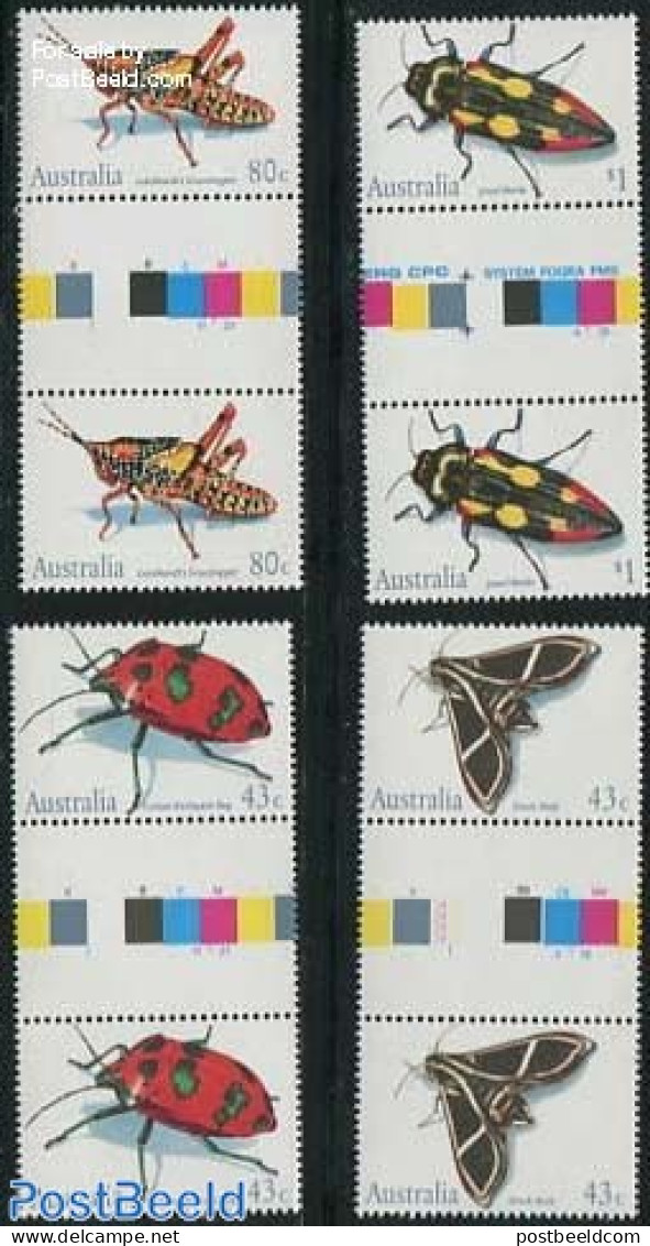 Australia 1991 Insects 4v, Gutter Pairs, Mint NH, Nature - Insects - Ungebraucht