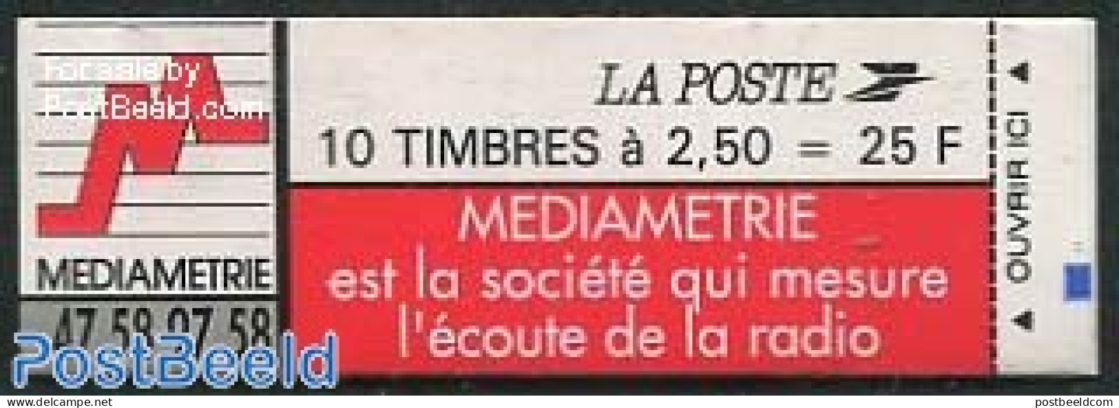France 1991 10x2.50 Booklet Mediametrie, Mint NH, Stamp Booklets - Neufs