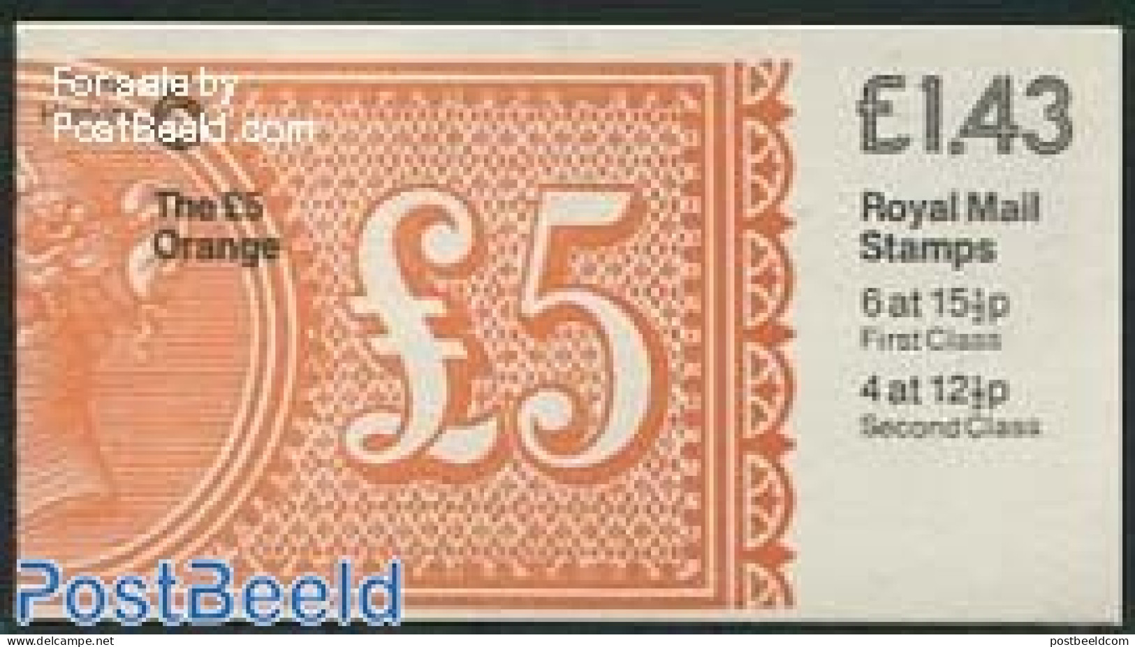 Great Britain 1982 Def. Booklet, 5 Pounds, Selvedge At Right, Mint NH, Stamp Booklets - Stamps On Stamps - Nuevos